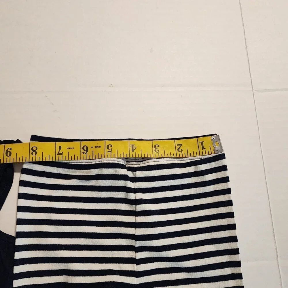 New Baby Gap girl 12-18 m outfit Blue top black white stripes leggings School
